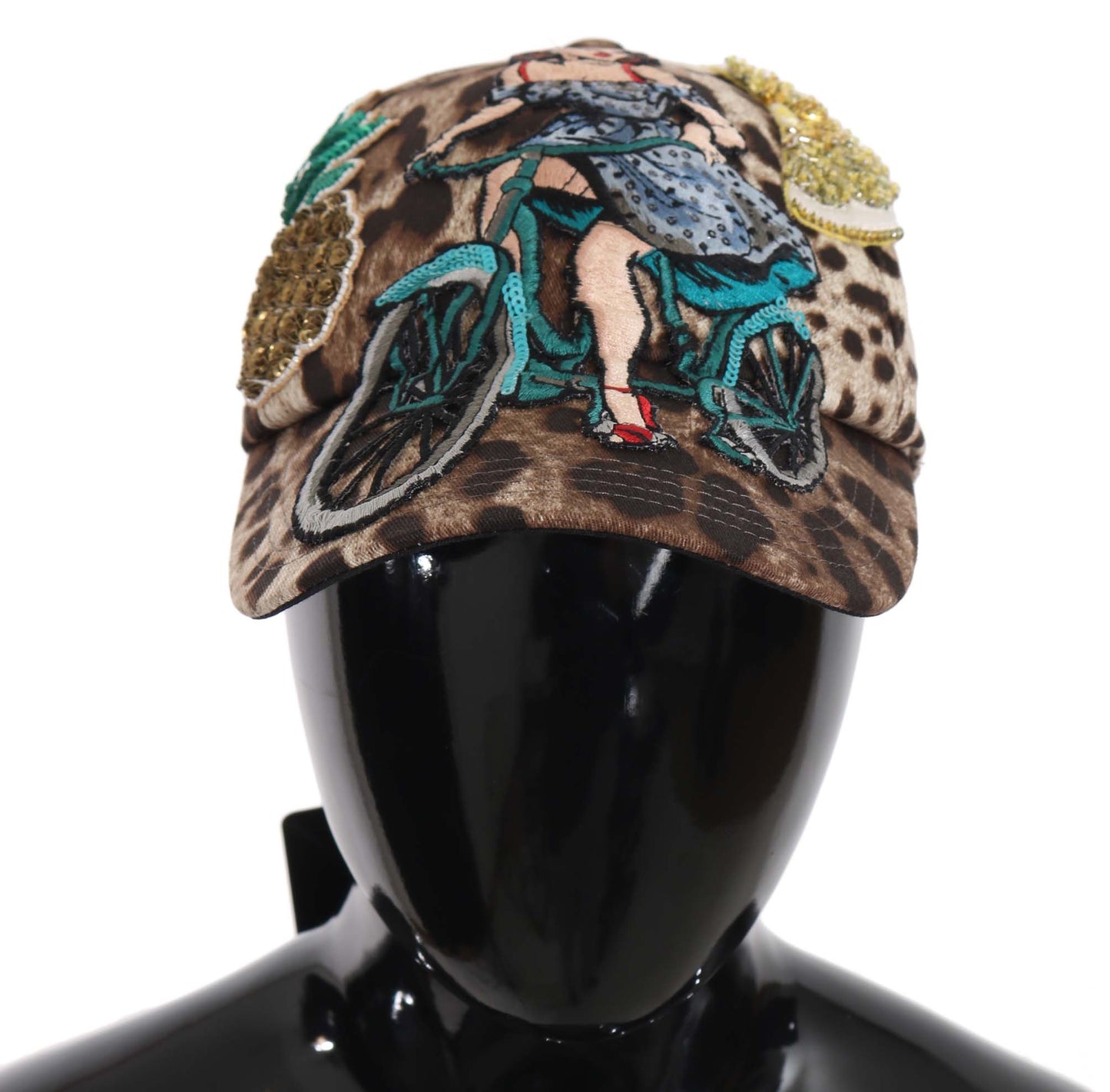 Casquette de baseball Dolce & Gabbana léopard marron à sequins avec applique Sicily