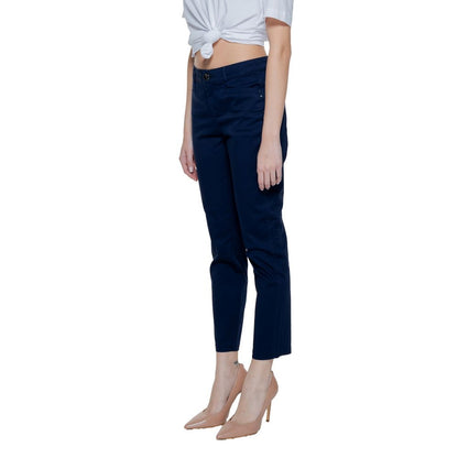Street One Blue Cotton Casual Pants