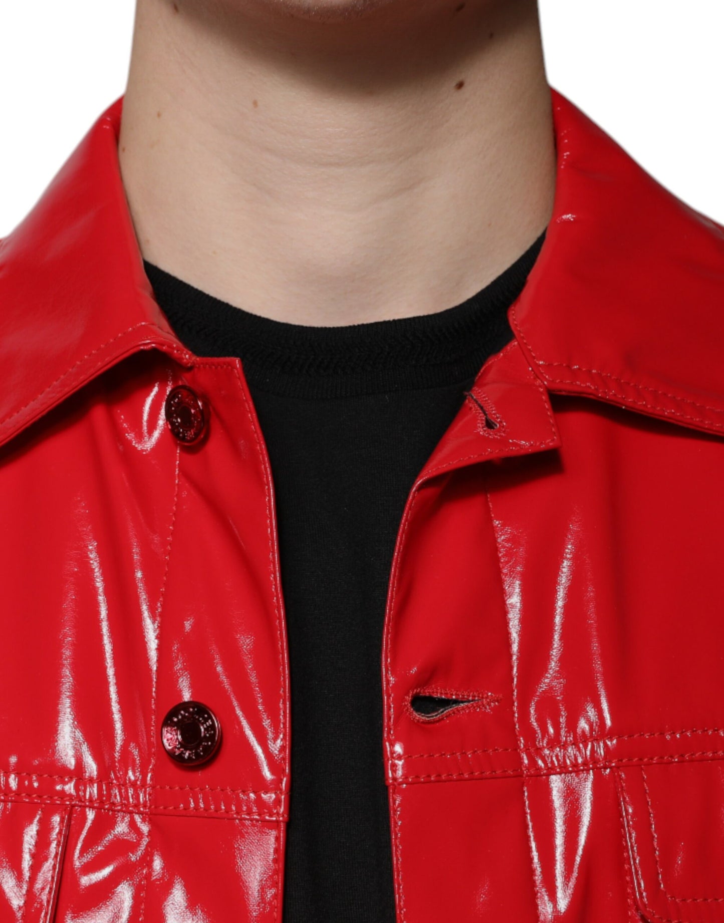 Veste Dolce & Gabbana en polyester rouge à col et boutonnage.