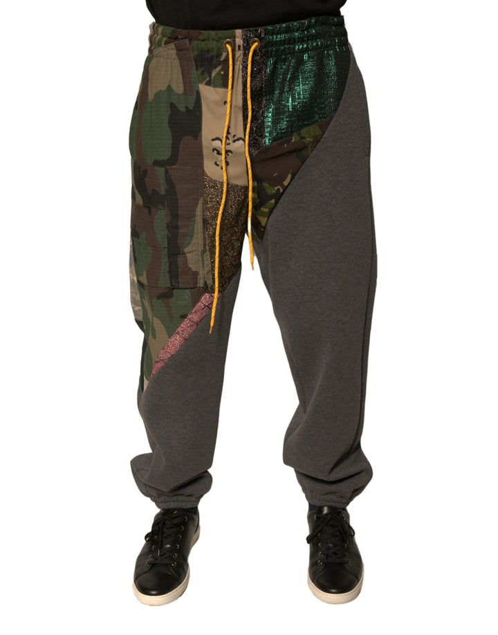 Pantalon de jogging en coton patchwork multicolore Dolce & Gabbana