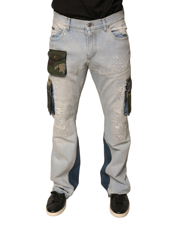Dolce & Gabbana Vaqueros rectos cargo de algodón azul claro