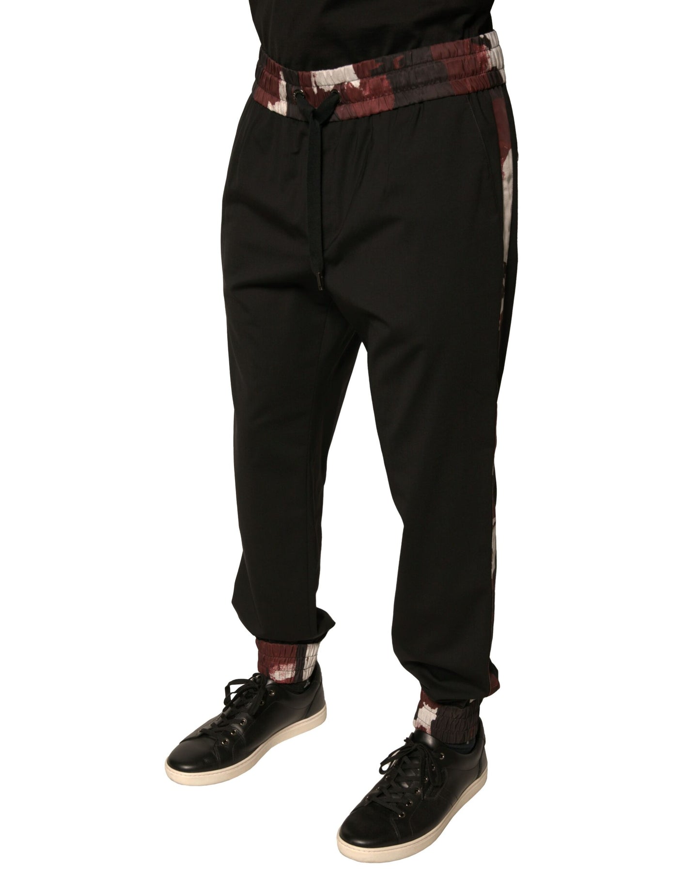 Pantalones deportivos de jogging de lana con estampado de camuflaje negro Dolce & Gabbana