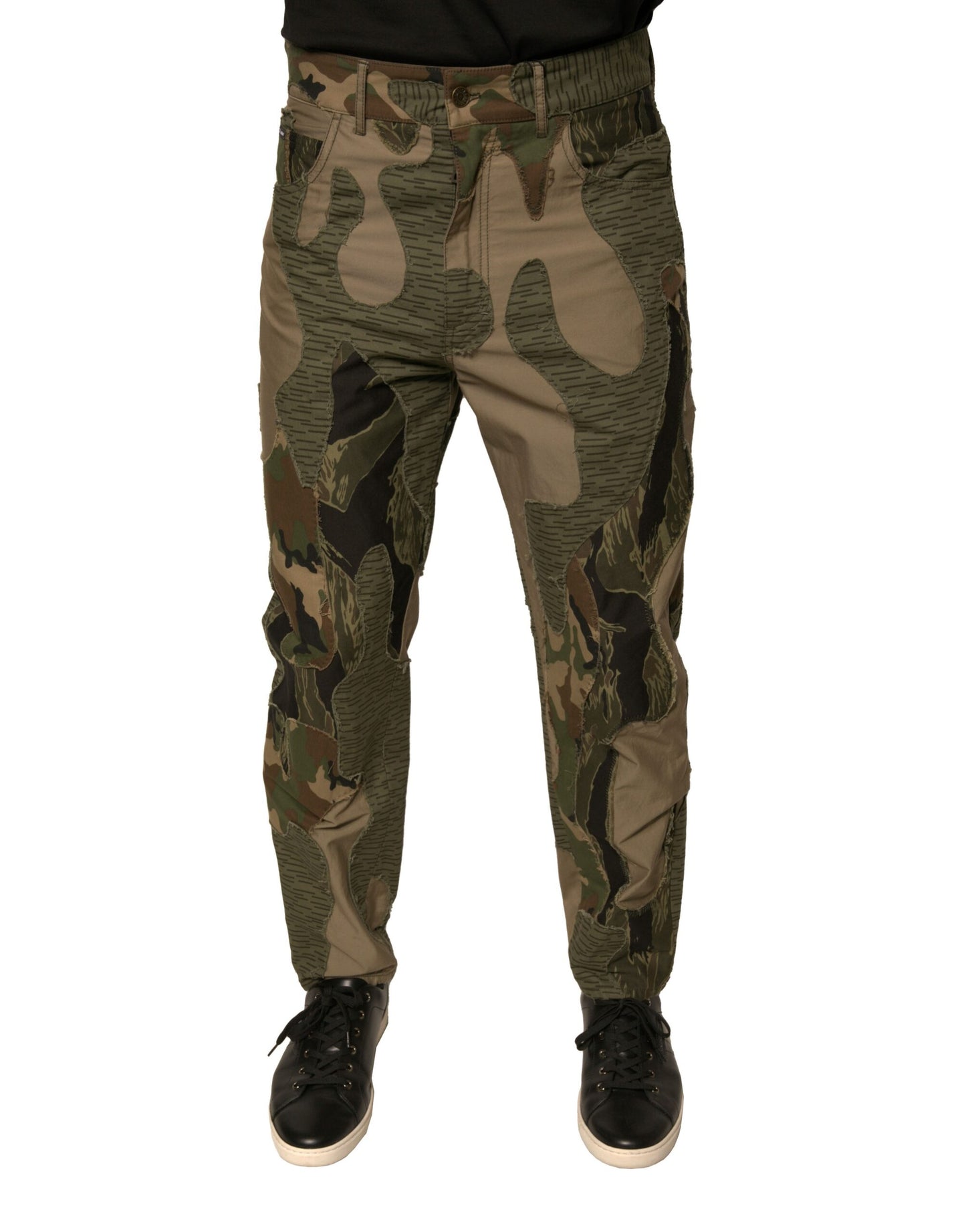 Pantalones de algodón con estampado de camuflaje multicolor de Dolce & Gabbana