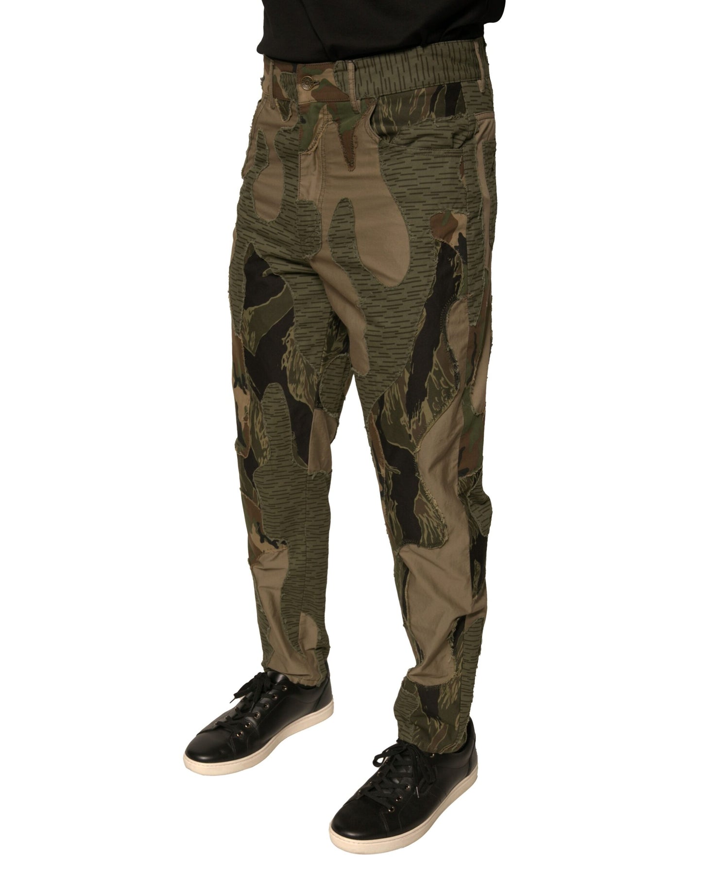 Pantalones de algodón con estampado de camuflaje multicolor de Dolce & Gabbana