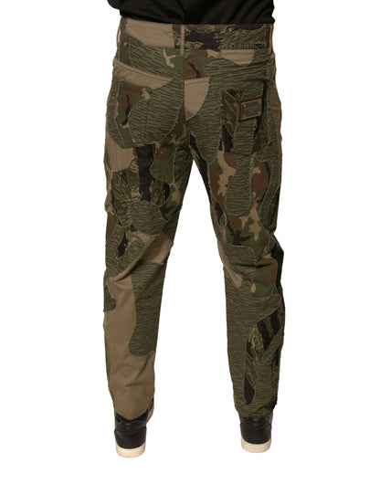 Pantalones de algodón con estampado de camuflaje multicolor de Dolce & Gabbana