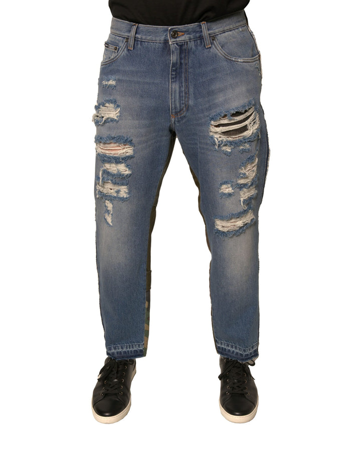 Vaqueros Rectos Cortos Desgastados Azules de Dolce & Gabbana