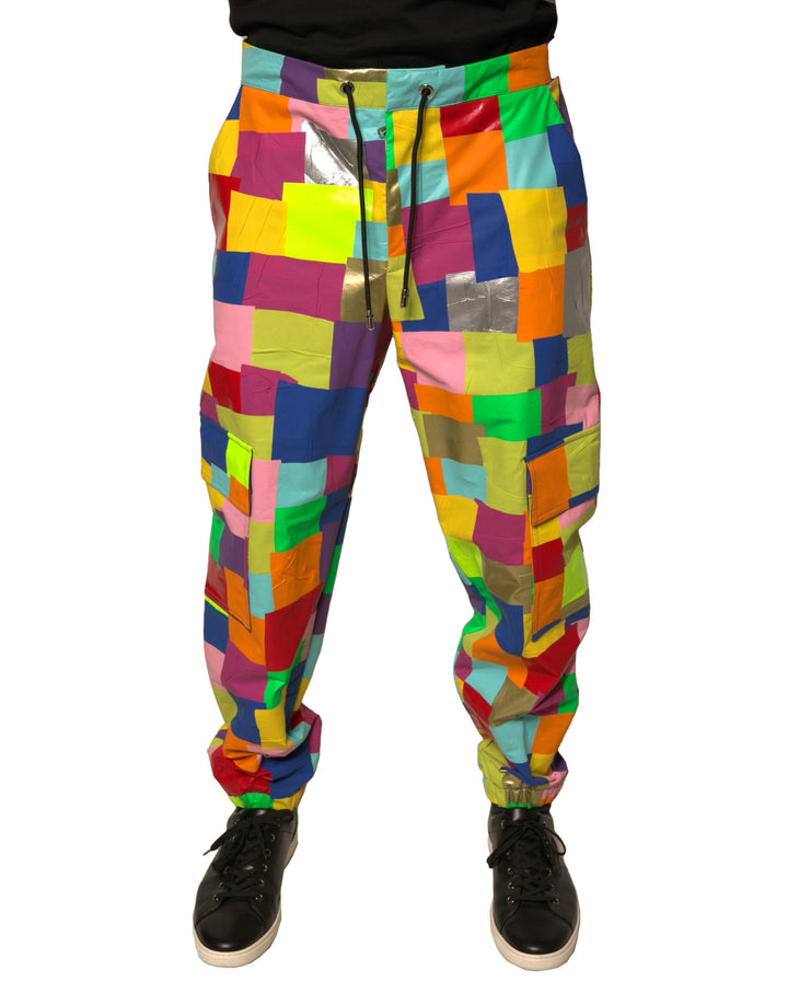 Pantalon Cargo Homme Dolce & Gabbana en Patchwork de Coton Multicolore