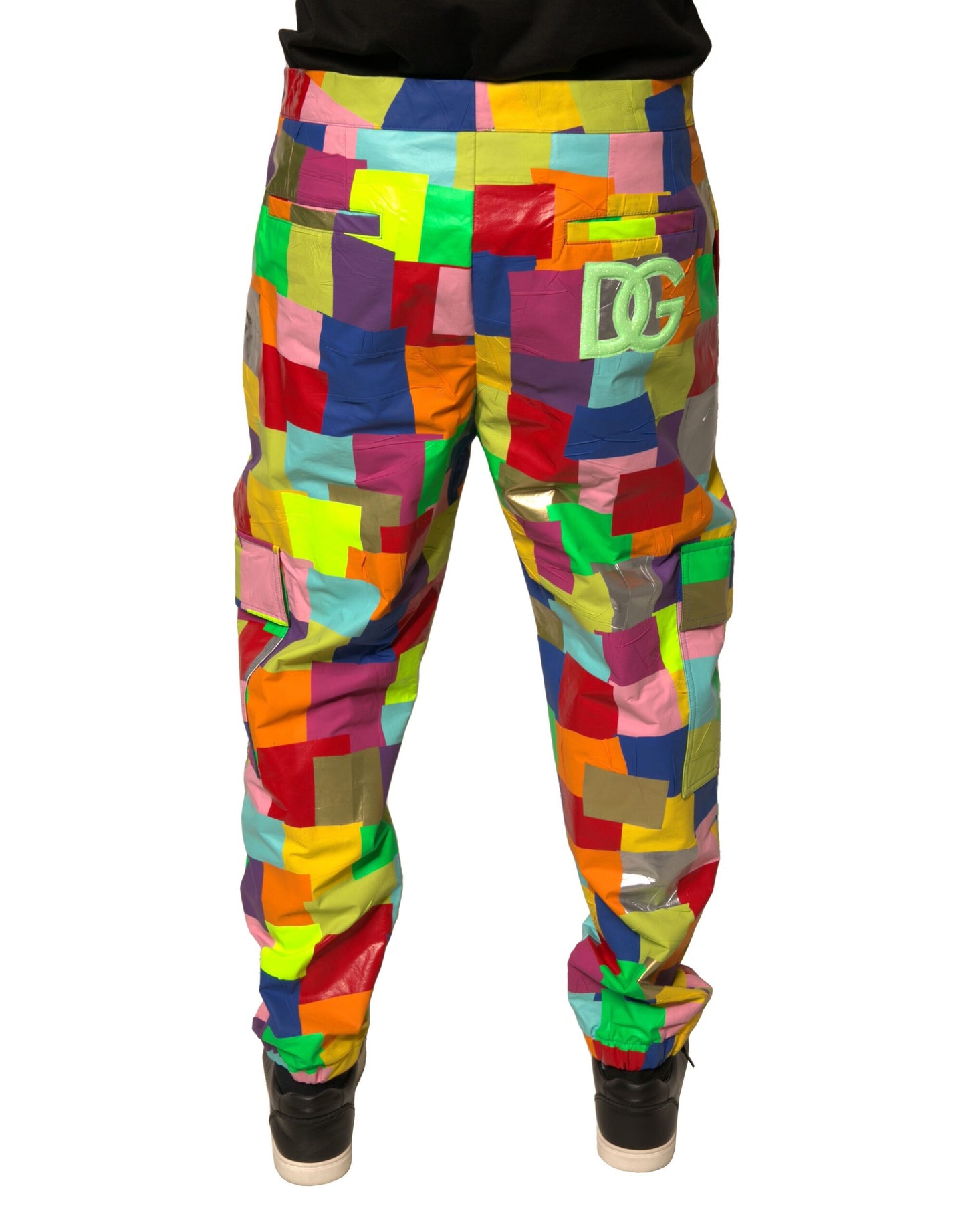 Pantalon Cargo Homme Dolce & Gabbana en Patchwork de Coton Multicolore