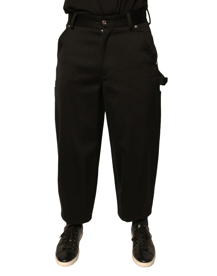 Pantalon court noir en coton taille mi-haute Dolce & Gabbana