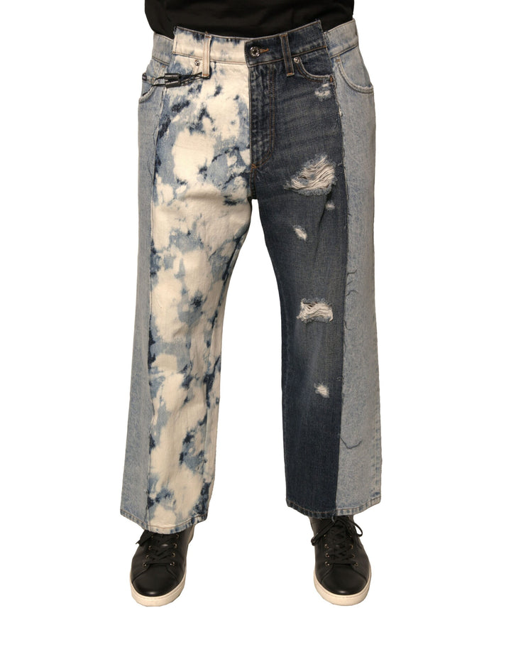 Dolce & Gabbana Vaqueros rectos de hombre de algodón con retales multicolor