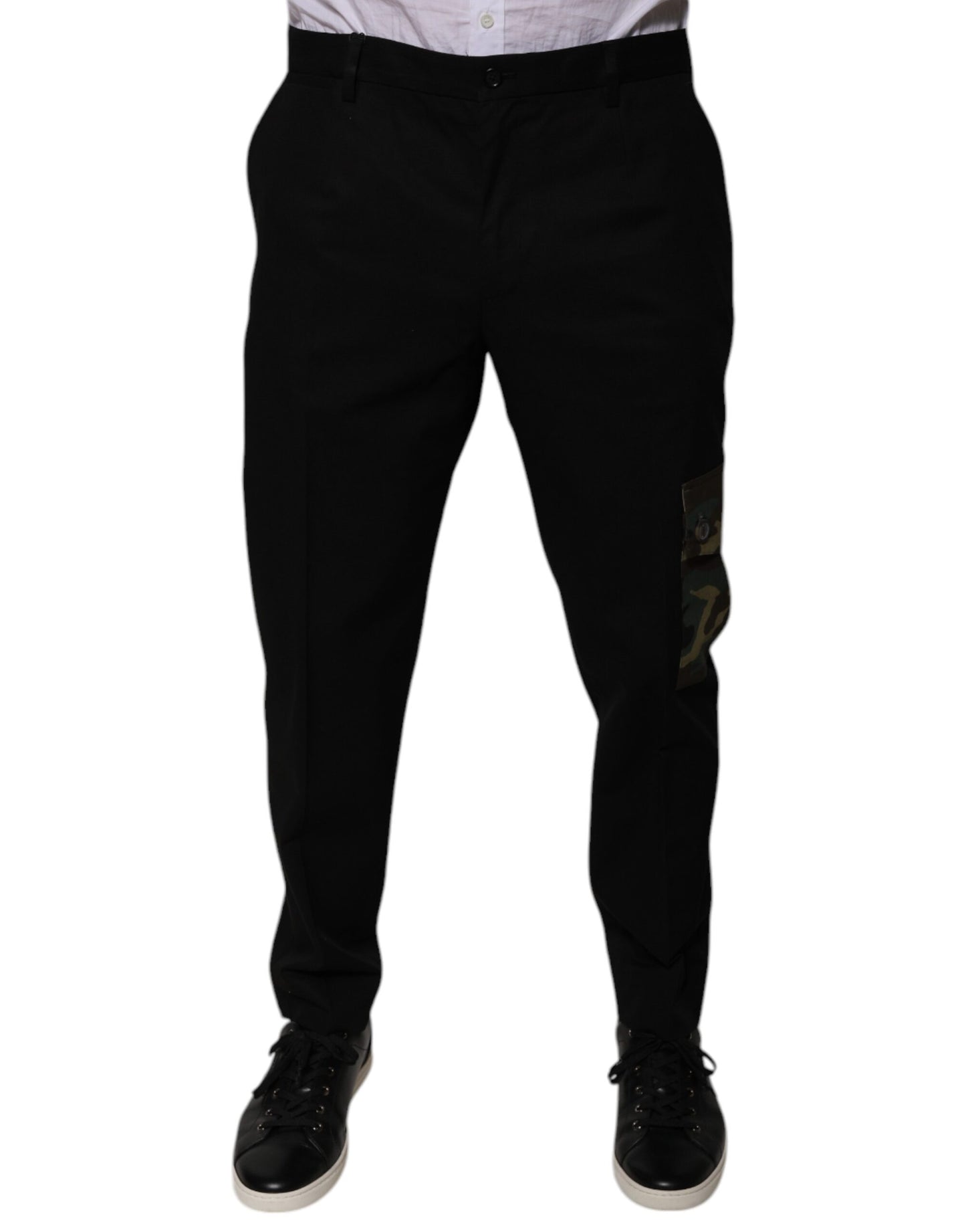 Pantalon cargo décontracté en coton noir pour homme Dolce & Gabbana
