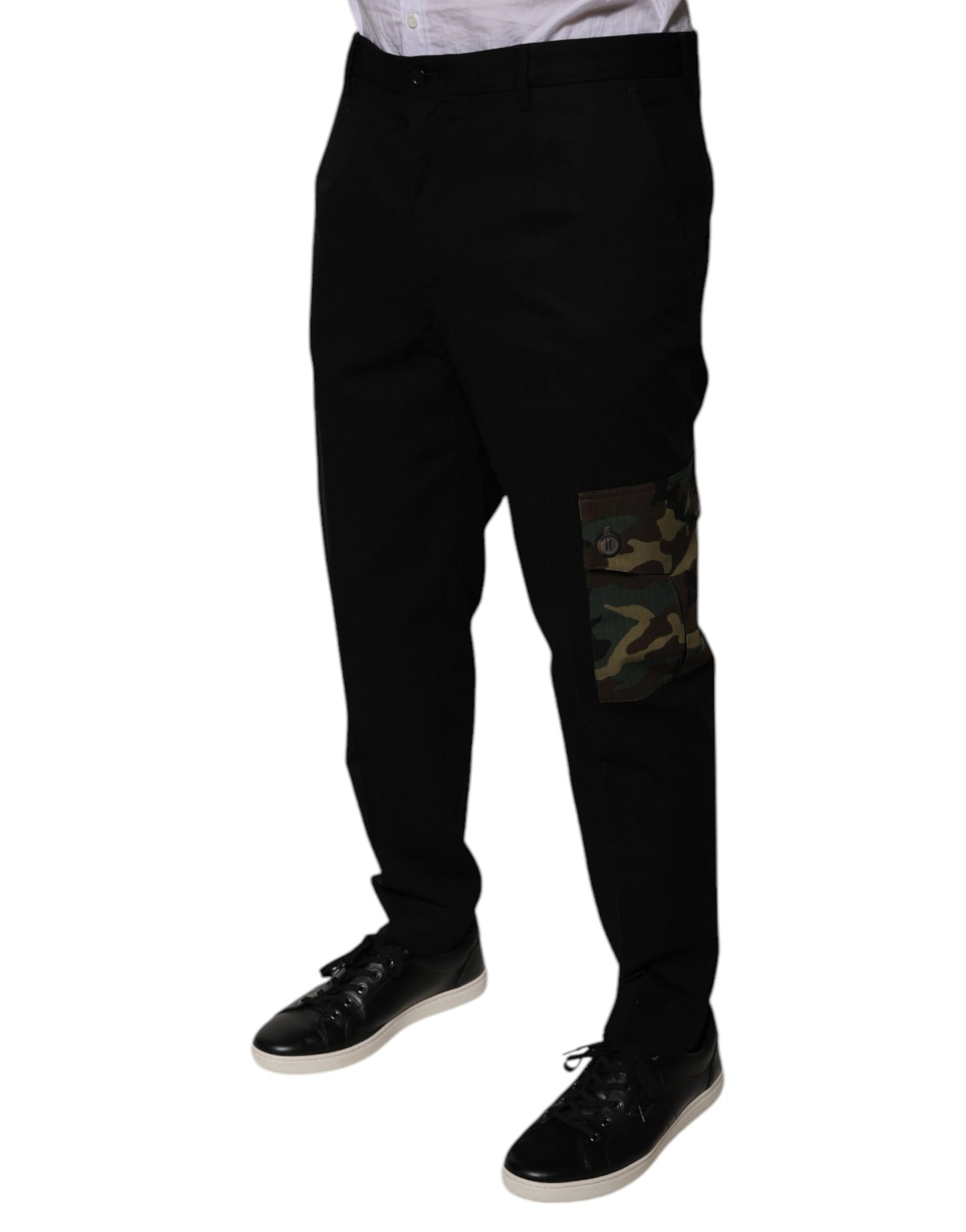 Pantalon cargo décontracté en coton noir pour homme Dolce & Gabbana