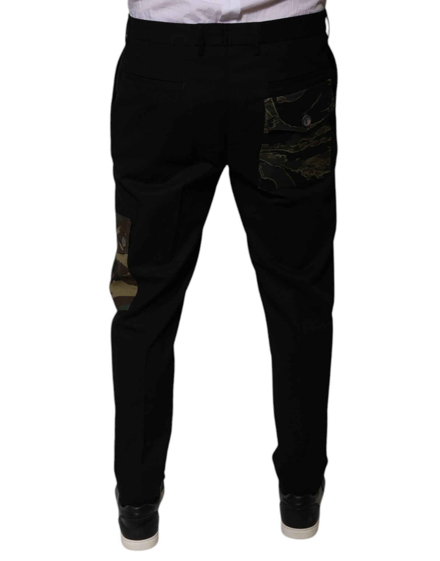 Pantalon cargo décontracté en coton noir pour homme Dolce & Gabbana