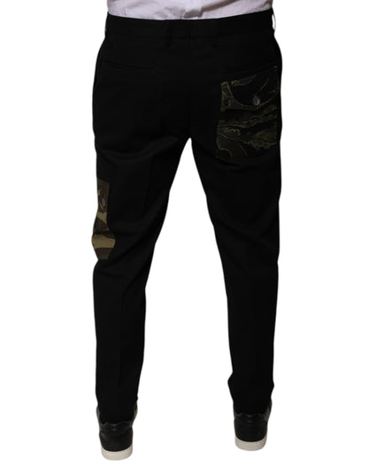 Pantalon cargo décontracté en coton noir pour homme Dolce & Gabbana