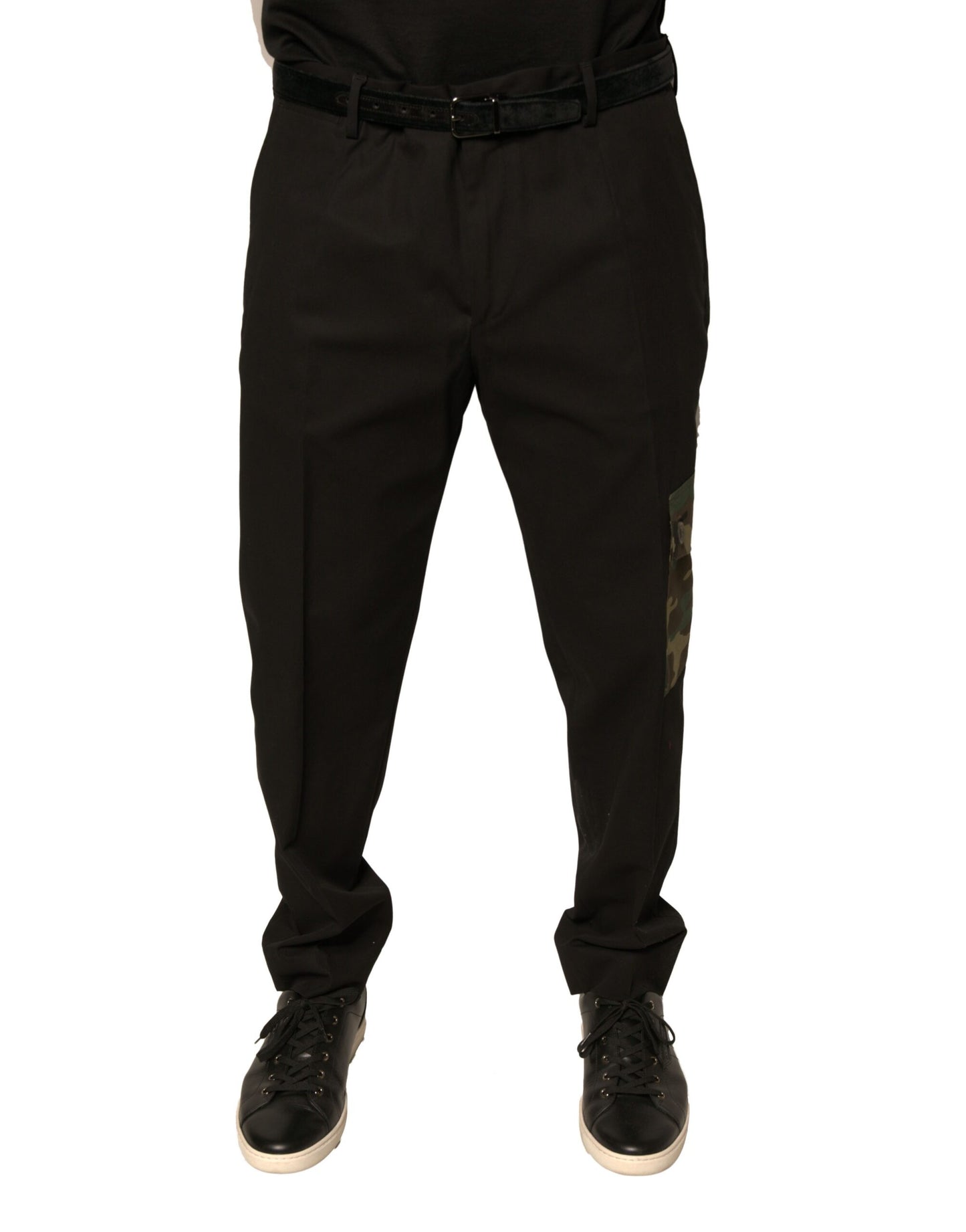 Pantalon cargo décontracté en coton noir pour homme Dolce & Gabbana