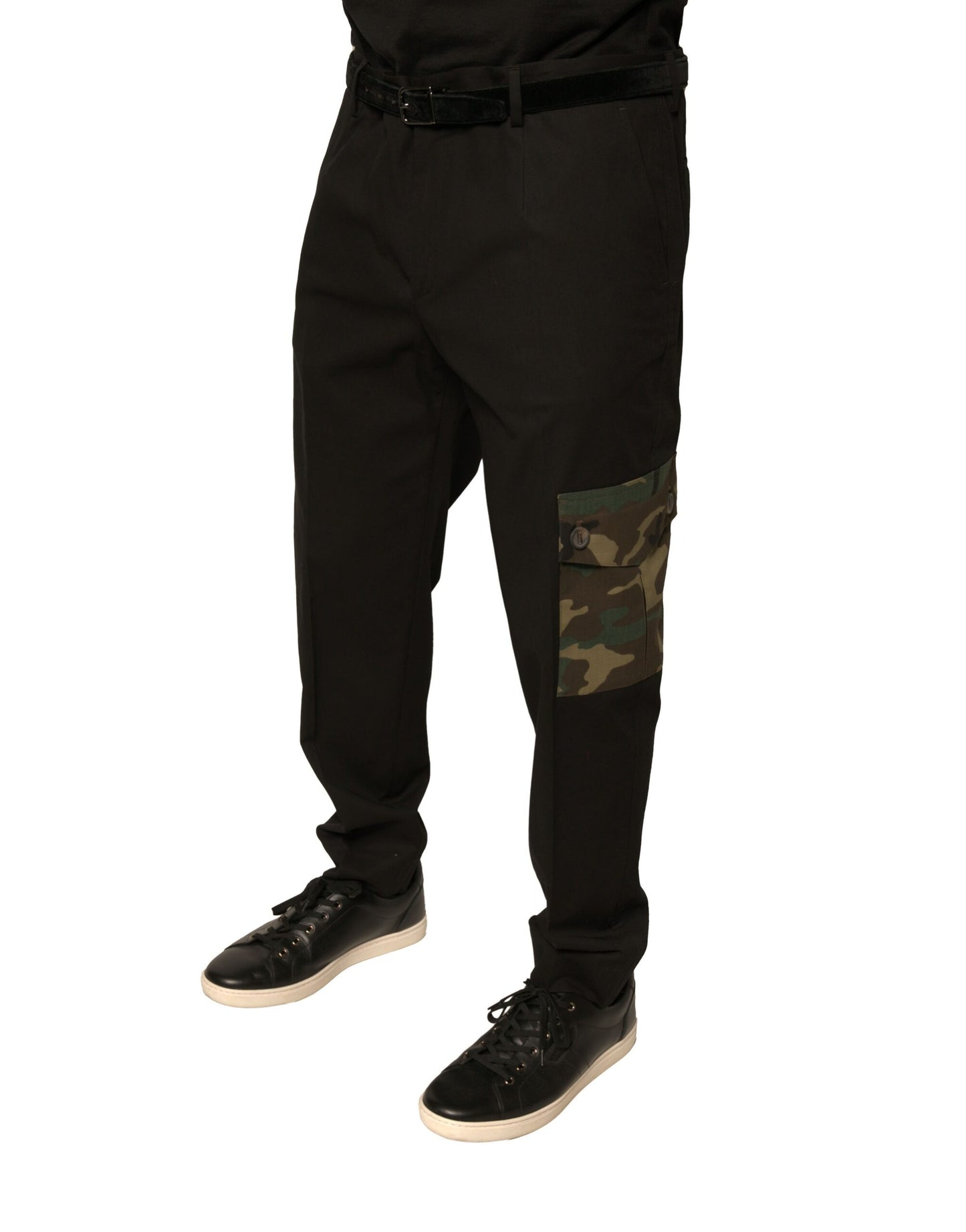Pantalon cargo décontracté en coton noir pour homme Dolce & Gabbana