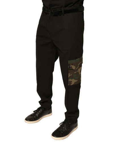 Pantalon cargo décontracté en coton noir pour homme Dolce & Gabbana