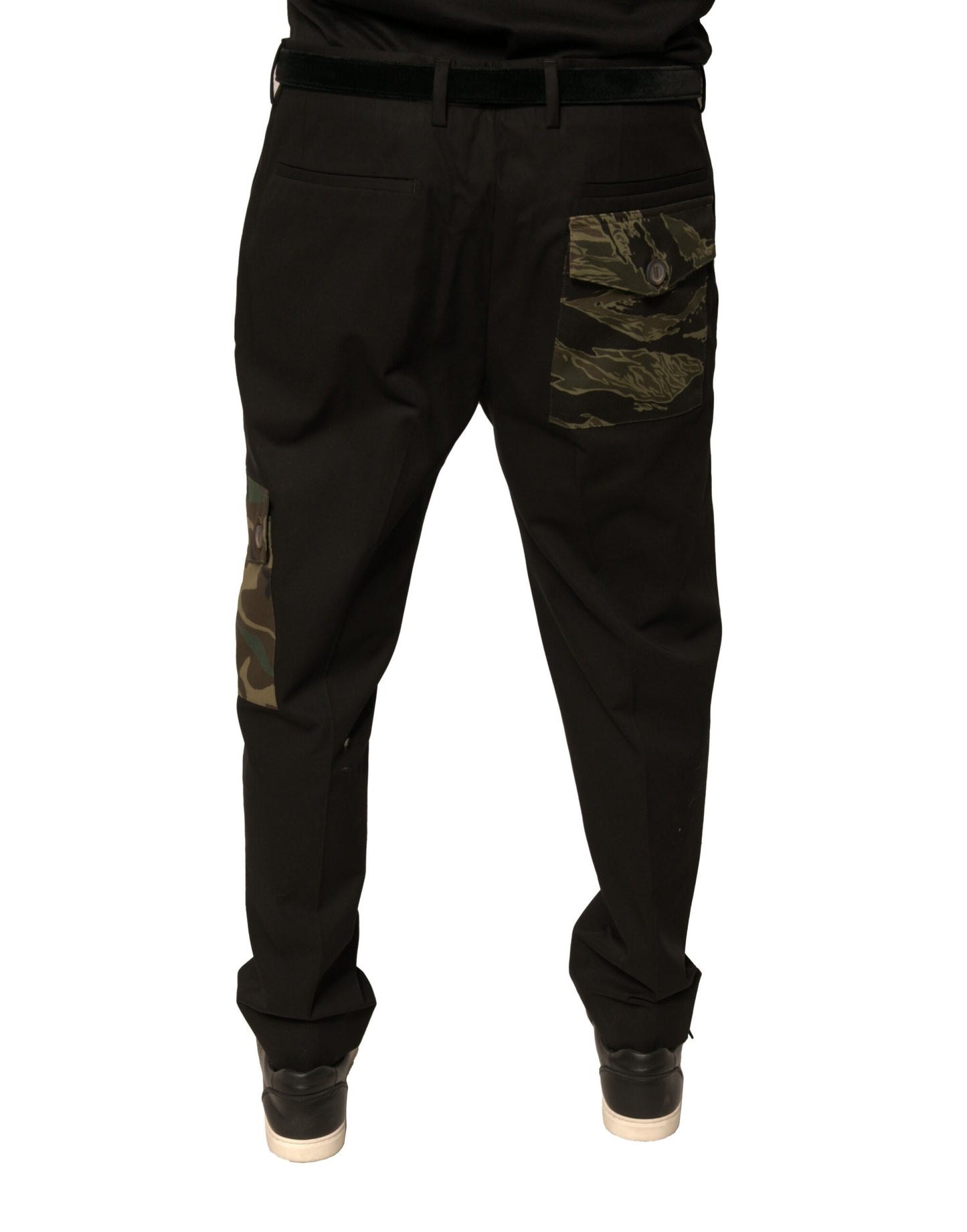 Pantalon cargo décontracté en coton noir pour homme Dolce & Gabbana