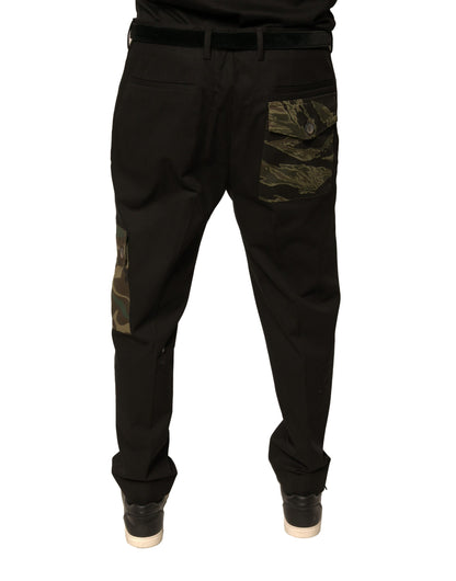 Pantalon cargo décontracté en coton noir pour homme Dolce & Gabbana