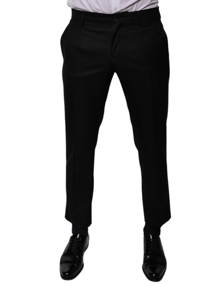 Pantalon de Costume Fuselé Noir en Laine Dolce & Gabbana