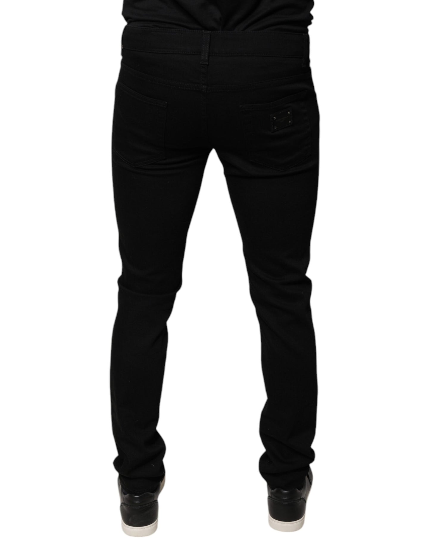 Jeans en jean skinny en coton noir avec logo couronne DG Dolce & Gabbana