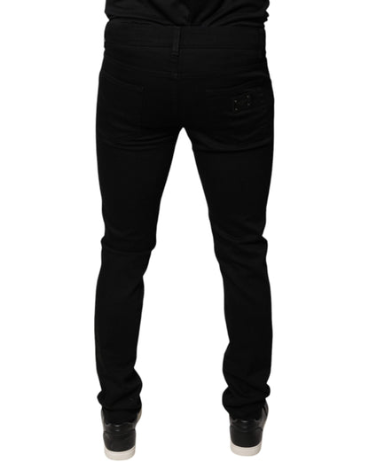 Jeans en jean skinny en coton noir avec logo couronne DG Dolce & Gabbana