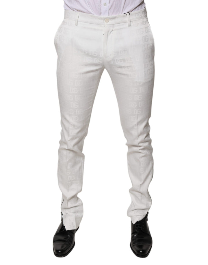 Pantalon de costume Dolce & Gabbana en coton blanc coupe fuselée