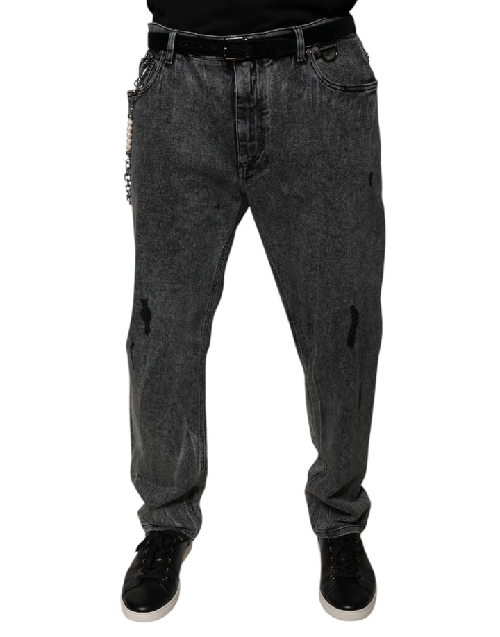 Jean skinny en denim de coton gris foncé Dolce & Gabbana