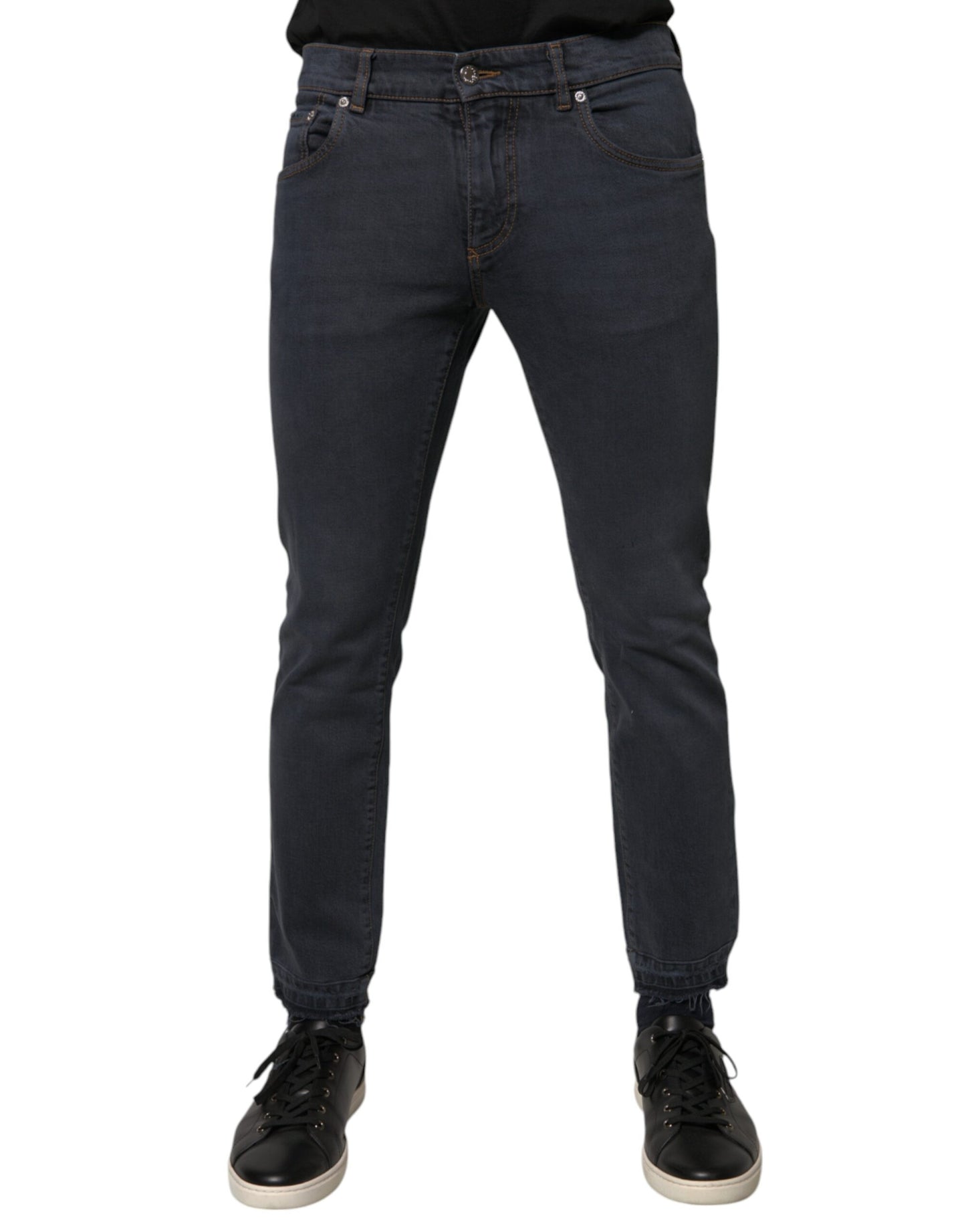 Jean skinny en denim de coton gris foncé Dolce & Gabbana