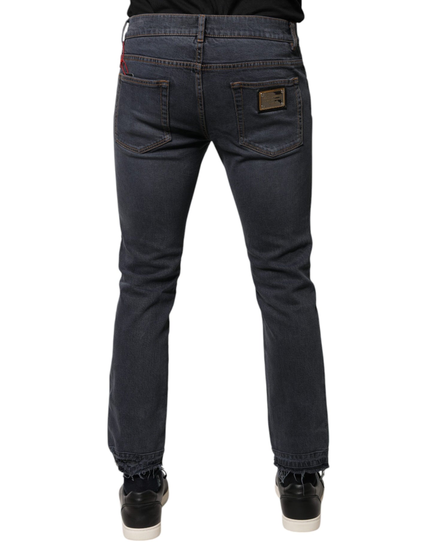 Jean skinny en denim de coton gris foncé Dolce & Gabbana