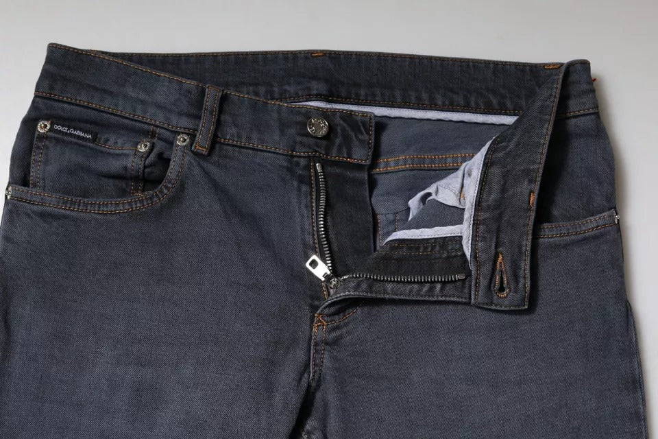 Jean skinny en denim de coton gris foncé Dolce & Gabbana