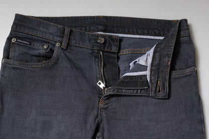 Jean skinny en denim de coton gris foncé Dolce & Gabbana