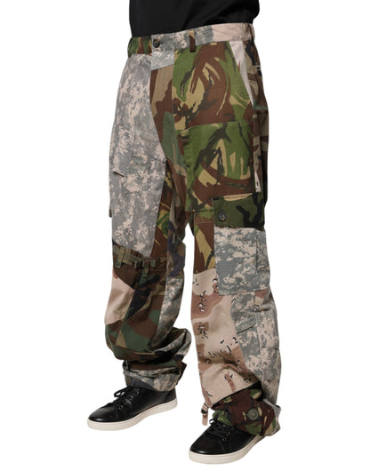 Pantalon Cargo Camouflage Patchwork Multicolore Dolce & Gabbana