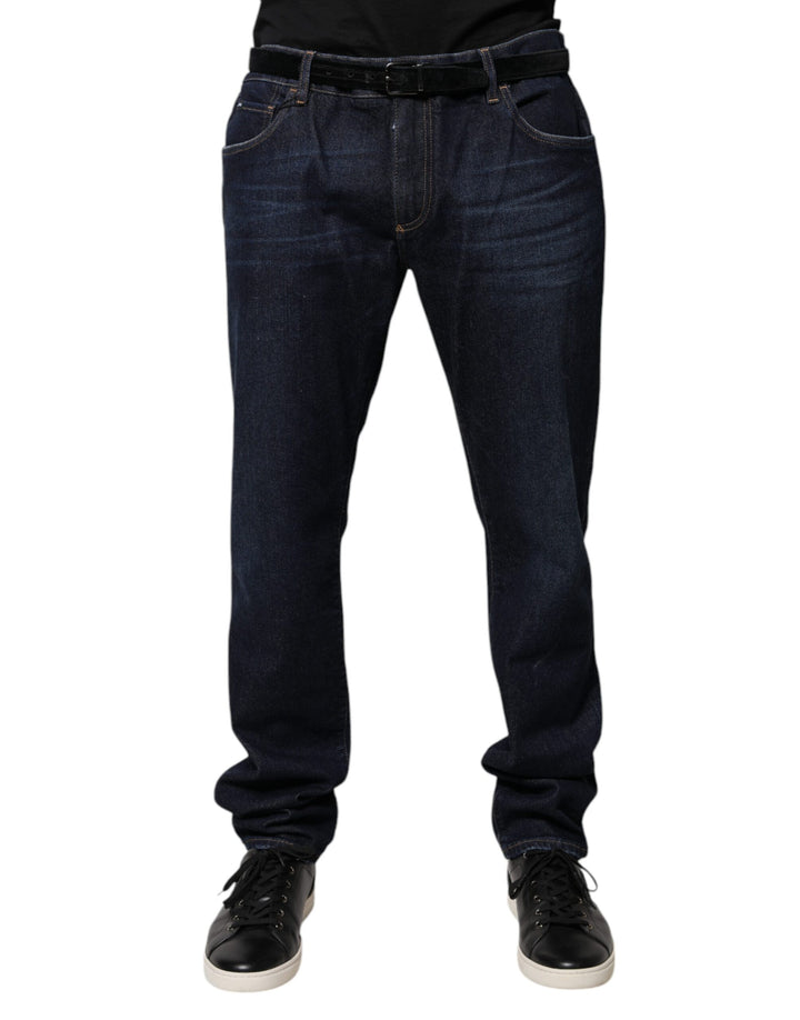 Jean slim en denim de coton bleu foncé Dolce & Gabbana