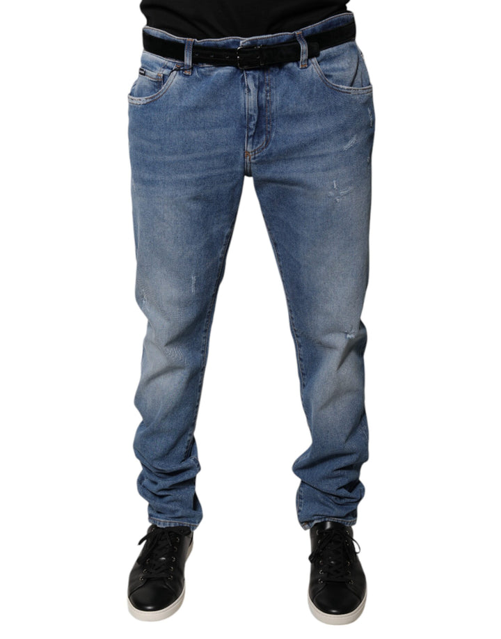Dolce & Gabbana Jean skinny en denim de coton bleu clair pour homme