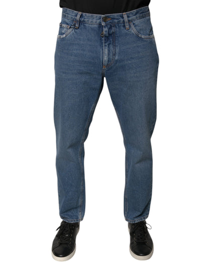 Jeans amples en jean de coton bleu à logo Dolce & Gabbana pour homme