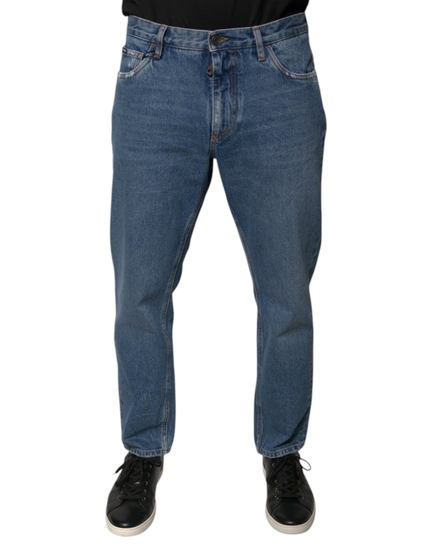 Jeans amples en jean de coton bleu à logo Dolce & Gabbana pour homme