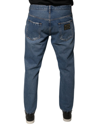 Jeans amples en jean de coton bleu à logo Dolce & Gabbana pour homme
