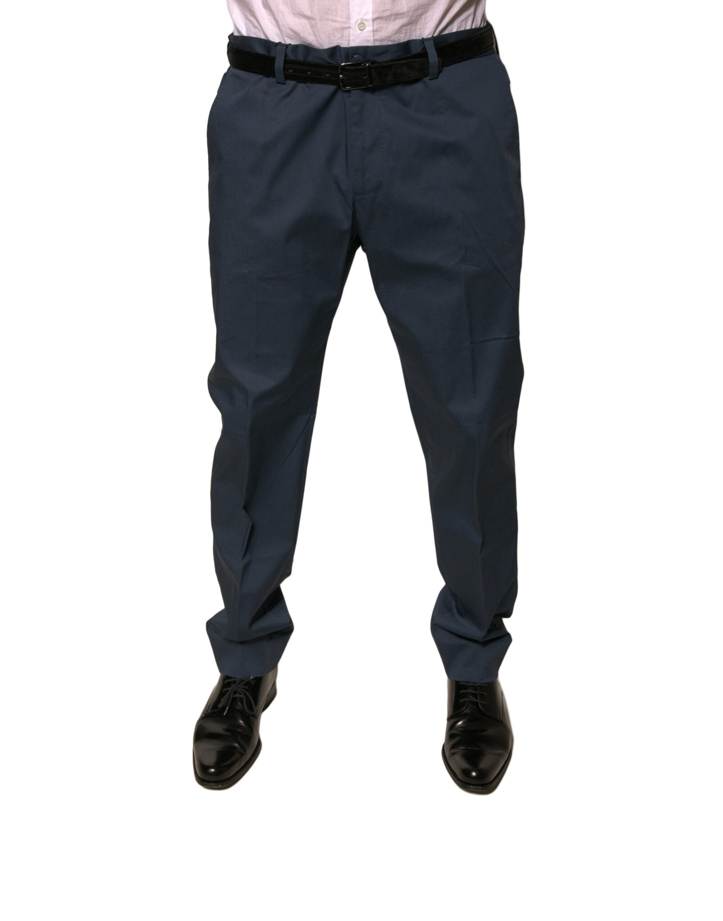Dolce & Gabbana Pantalones de Vestir Entallados Elásticos de Algodón Azul Oscuro para Hombre