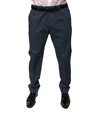 Dolce & Gabbana Pantalones de Vestir Entallados Elásticos de Algodón Azul Oscuro para Hombre