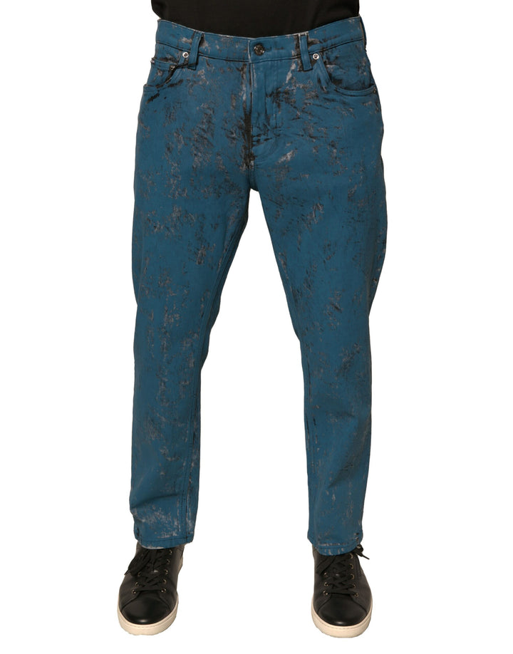 Jeans slim Dolce & Gabbana en denim stretch de coton bleu avec logo