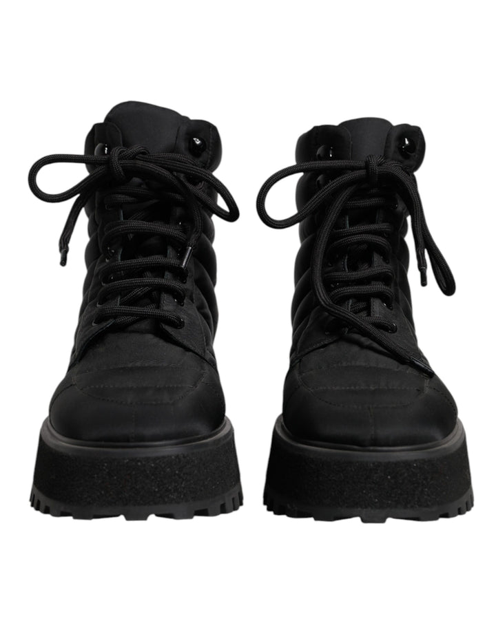 Chaussures Dolce & Gabbana montantes matelassées noires à lacets