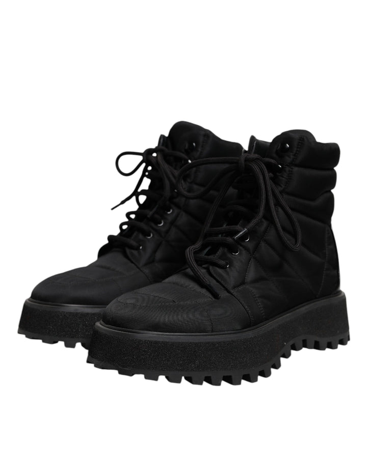 Chaussures Dolce & Gabbana montantes matelassées noires à lacets