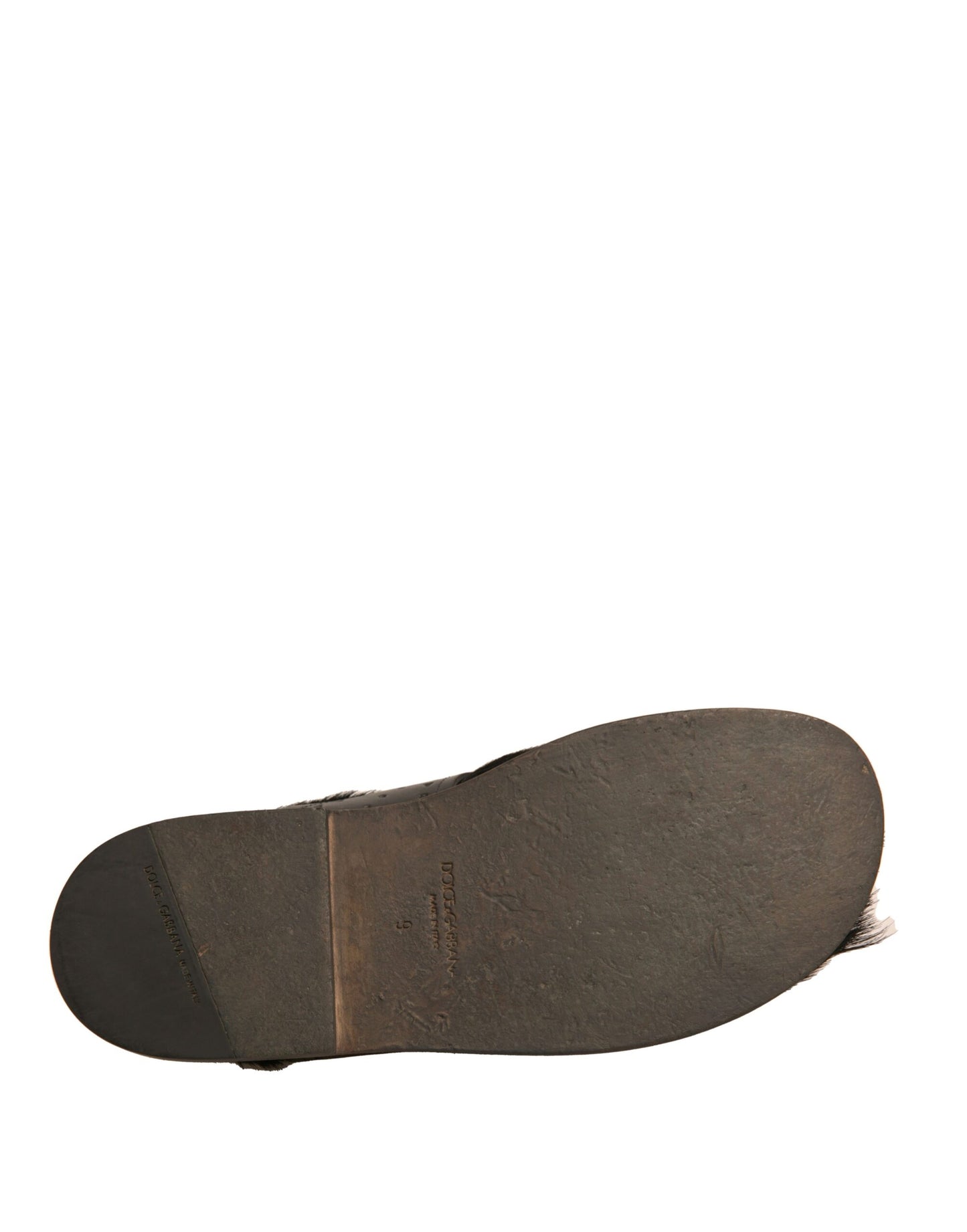 Sandales plates en cuir façon poulain vert Dolce & Gabbana