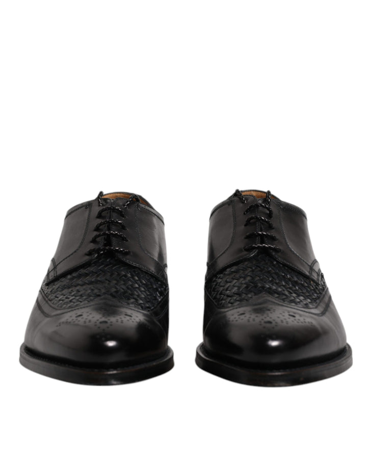 Zapatos de vestir formales Dolce & Gabbana Derby Wingtip con cordones de cuero negro