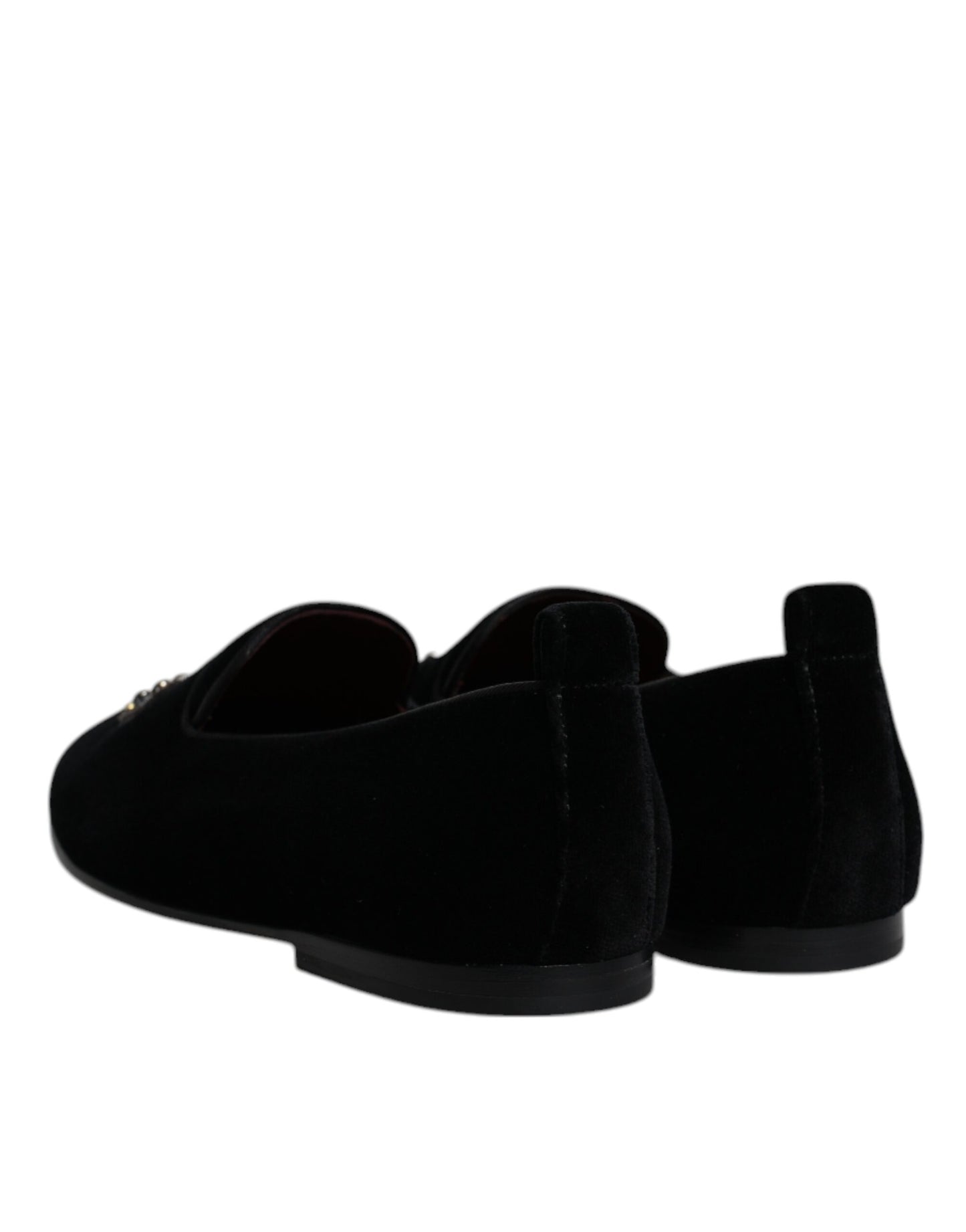 Mocassins de soirée Dolce & Gabbana en velours noir et couronne en cristal