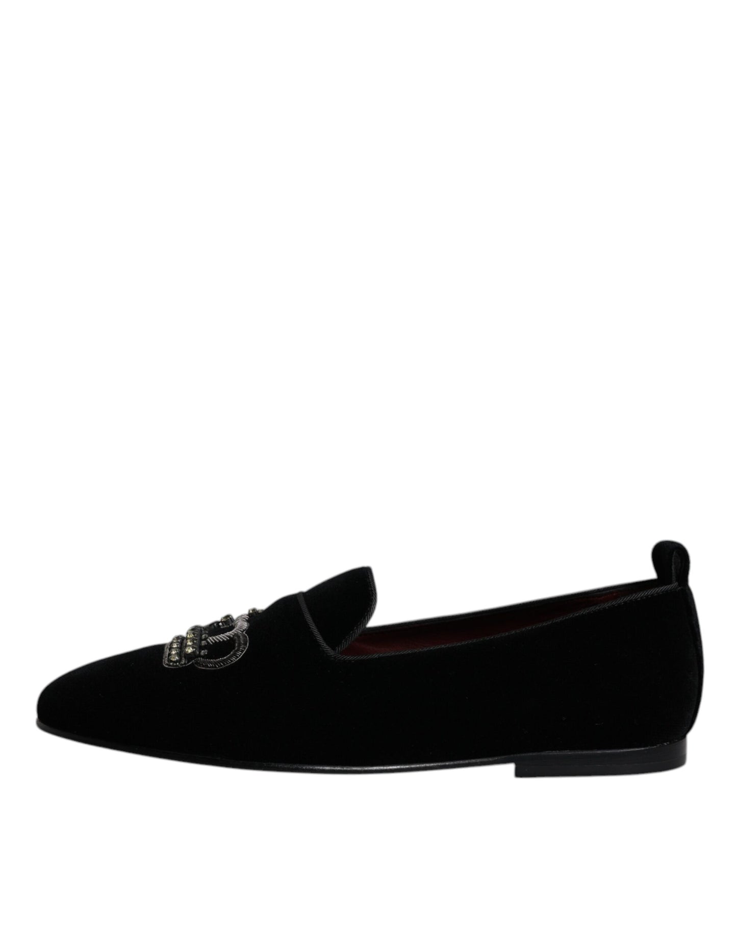 Mocassins de soirée Dolce & Gabbana en velours noir et couronne en cristal