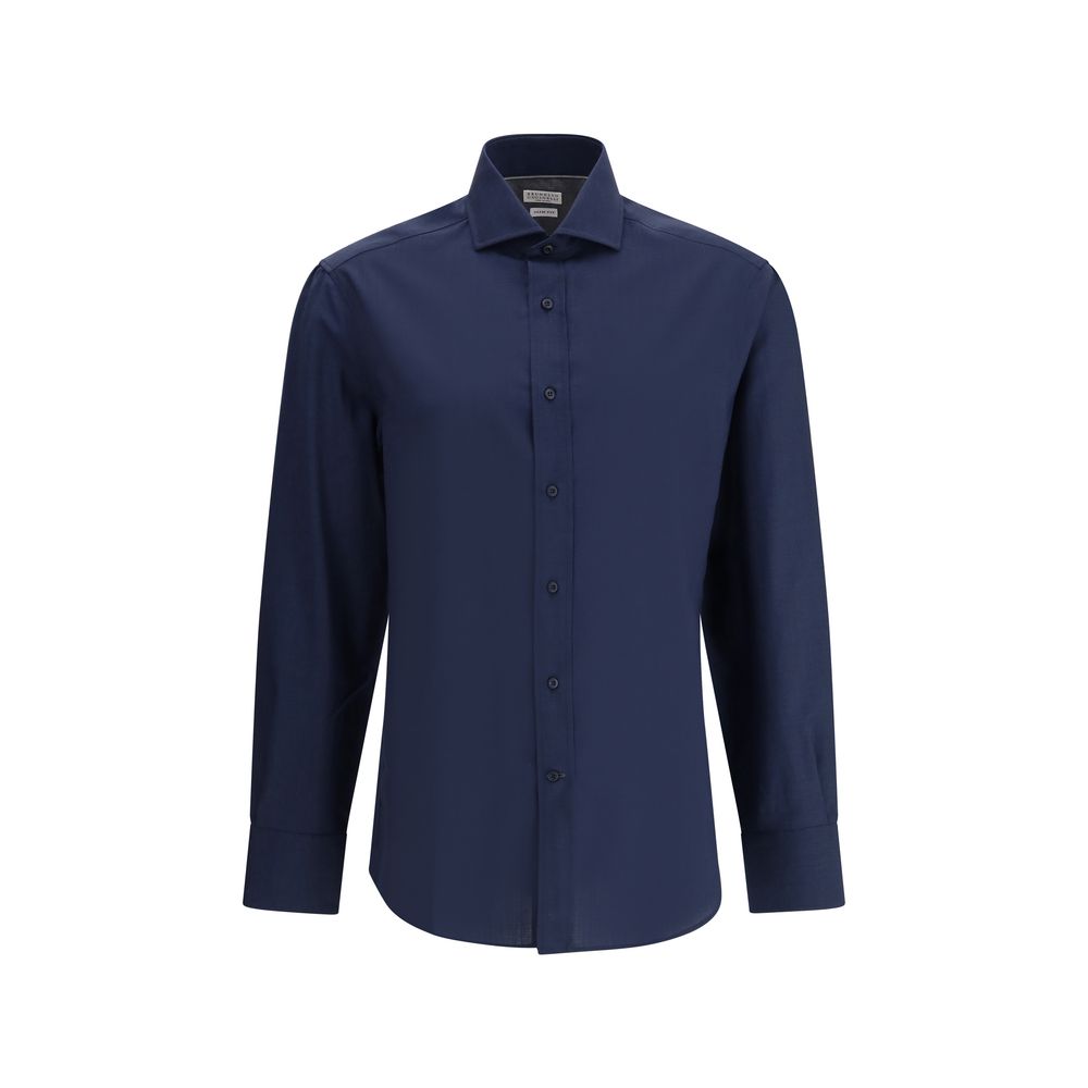 Camisa azul de algodón Brunello Cucinelli