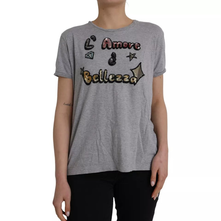 T-shirt Dolce & Gabbana en coton gris L'Amore E'Bellezza