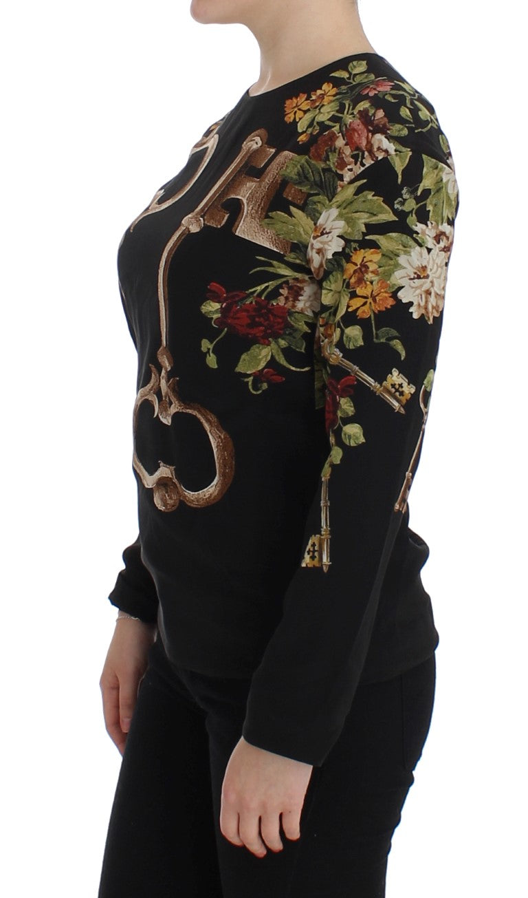 Chemisier en soie à imprimé floral Dolce & Gabbana motif clé noir